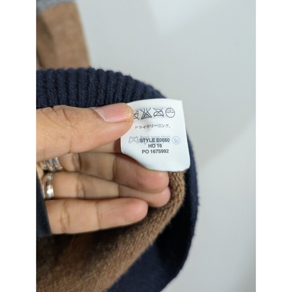 J. Crew Sweater Men Sz M Colorblock Gray Tan Lambswool Crew Neck Preppy Pullover - Picture 6 of 7